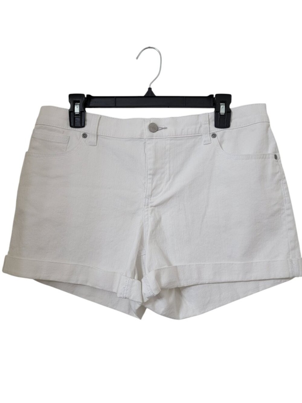 New York & Company Size 10 White Denim Cuffed Shorts
